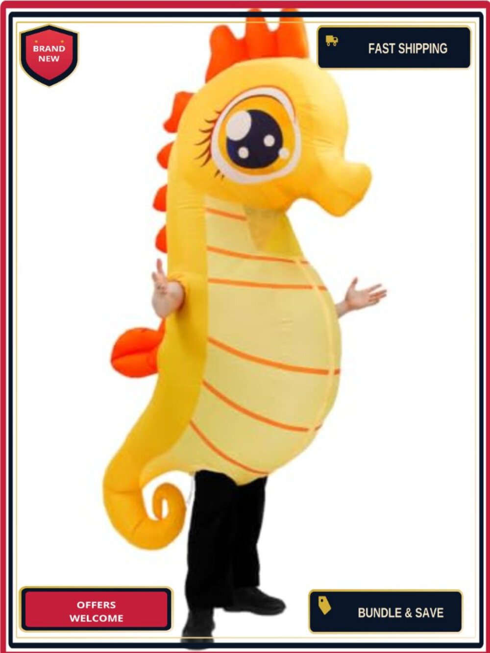 Inflatable Seahorse Costume Adult Blow Up Halloween Cosplay One Size